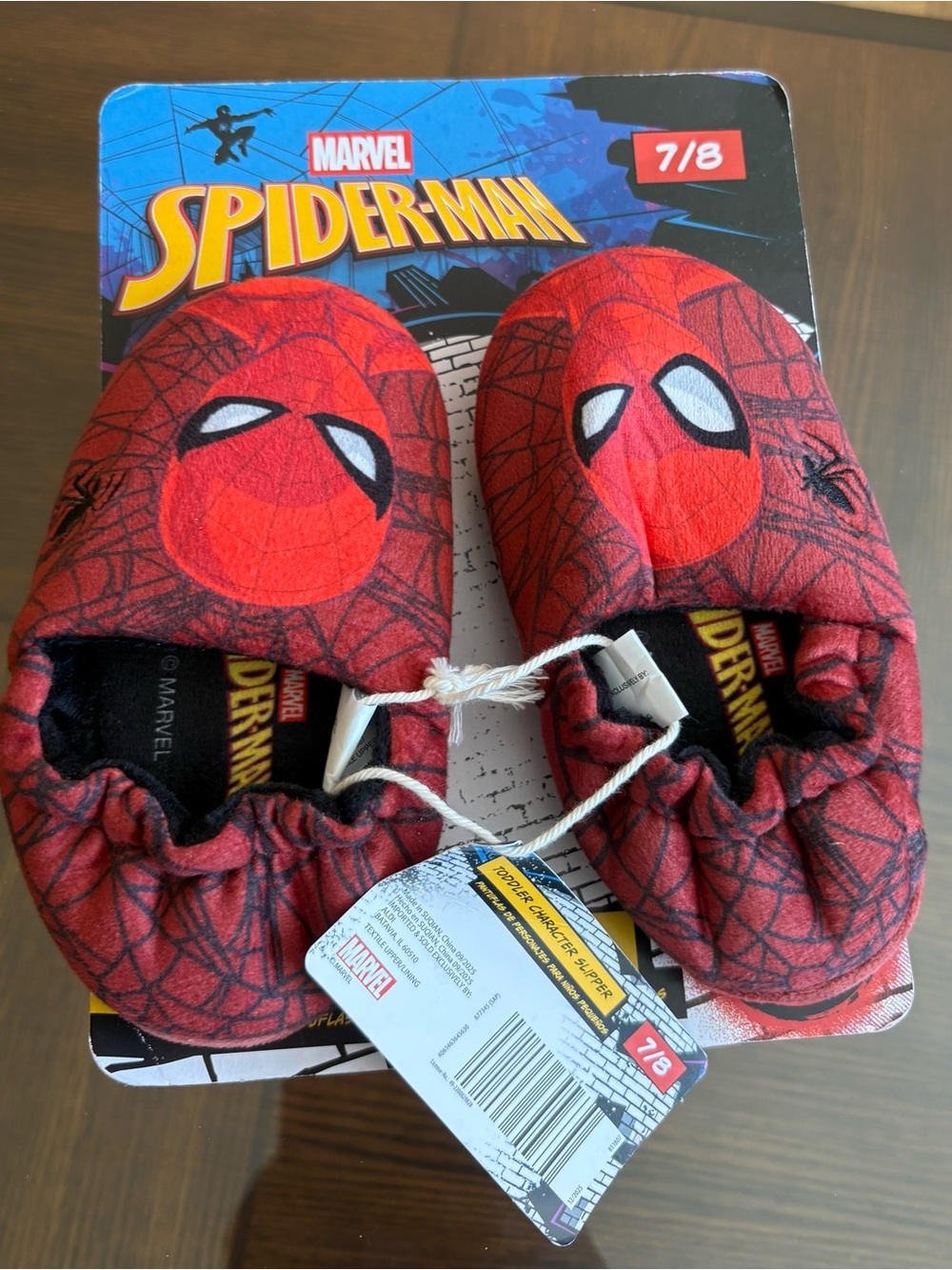 Marvel Spider-Man Red and Black Kids Slip-On Slippers